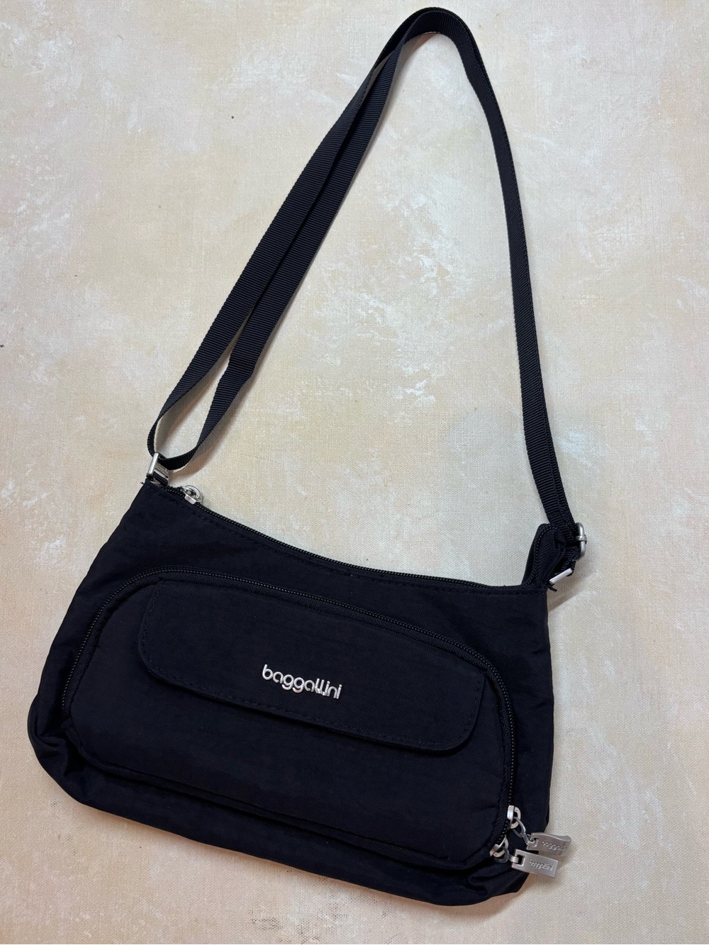 Baggallini Everyday Black Nylon Crossbody Bag with built in wallet